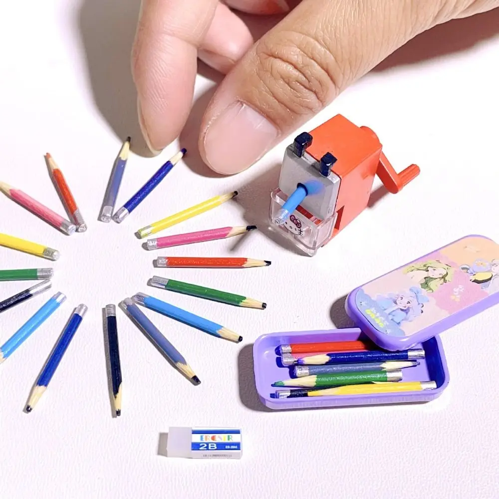 Simulation Dollhouse Pencils Pretend Play Writing Materials Mini Colored Pencils Playing House Study Scene Miniature Pen