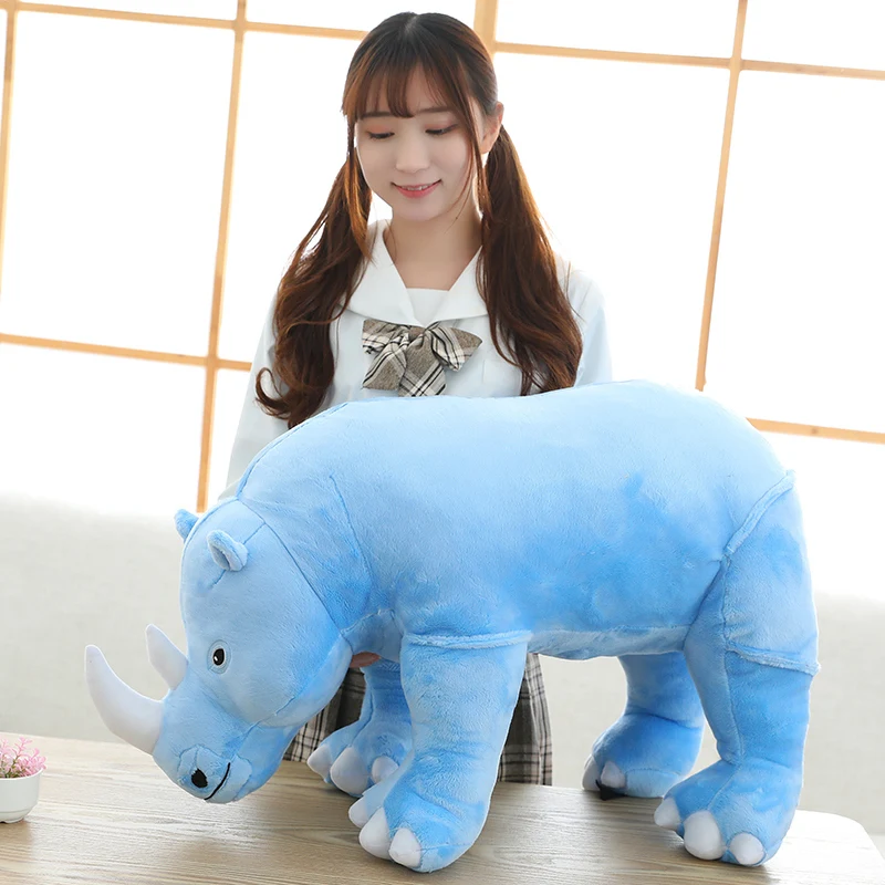 40/60/80cm Giant Plush Rhinoceros Toys Lifelike Stuffed Animal Pillow Zoo Dolls Baby Cushion Kids Appease Toy Girl Birthday Gift