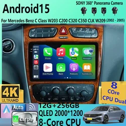 9 Inch Android 15 Navigation Radio For Mercedes Benz C Class W203 C200 C320 C350 CLK W209 2002 - 2005 Multimedia Video Player