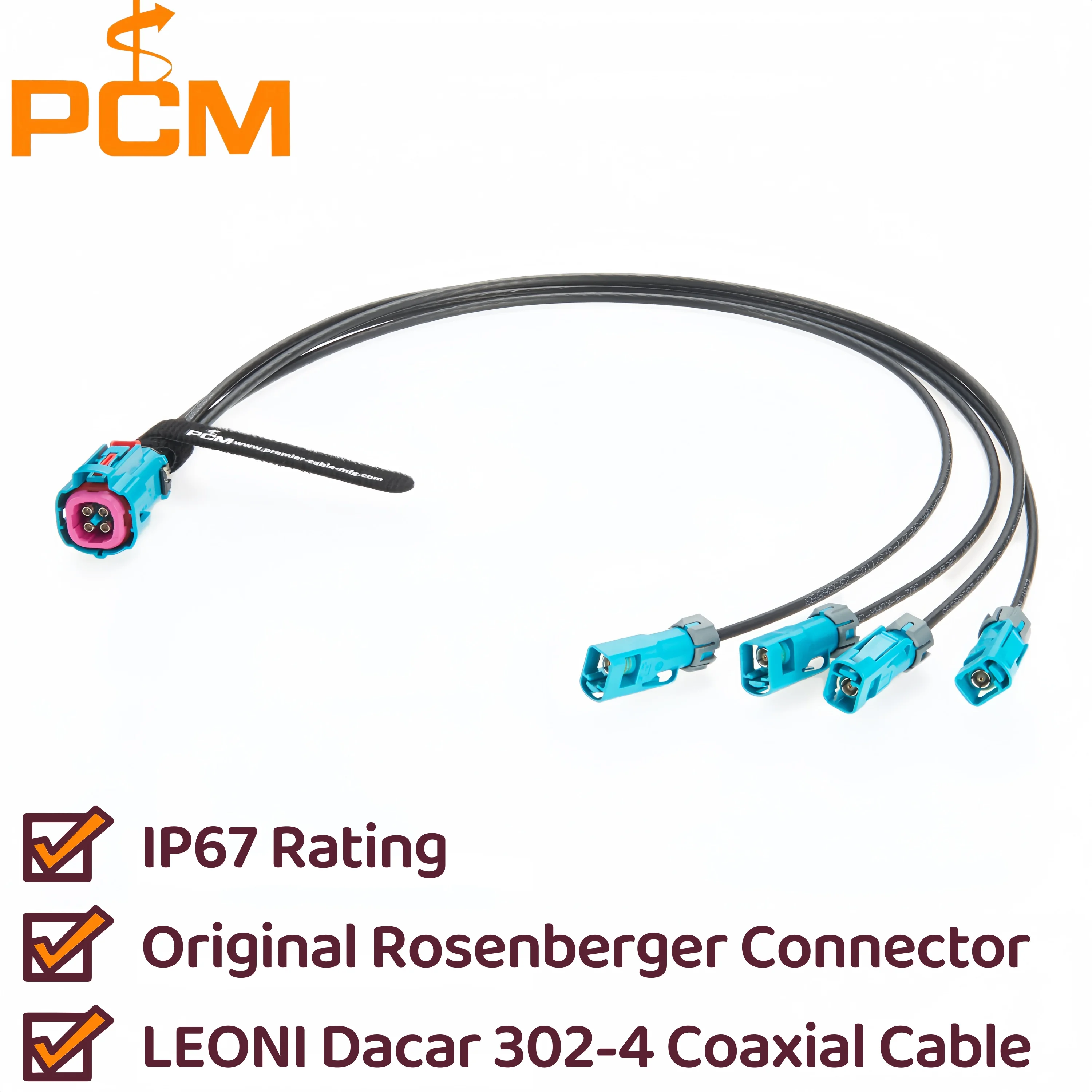 Original Rosenberger Waterproof Quad HFM Mini FAKRA Female with CPA AMK14K-1M4Z5-Z to 4*FAKRA Female 59Z163-003-Z Coaxial Cable