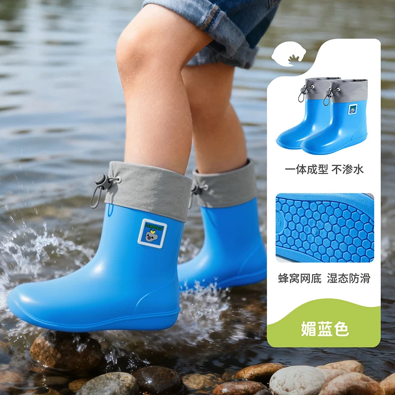 Baby Children's Rain Boots Waterproof and Non-slip Boys and Girls Light and Soft Integrated Water Boots New Outdoor Rain Boots.
