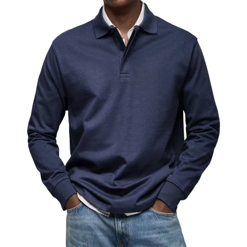 New Cross-border European and American Fashion Comfortable Casual and Versatile Long-sleeved Button-down Lapel Men’s Wear 2026