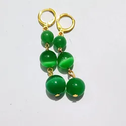 2023 Korean Cute Opal Ball Pink Green Long Hoop Earrings For Women Girls Fashion Metal Circle Boucle d'oreille Exquisite Jewelry