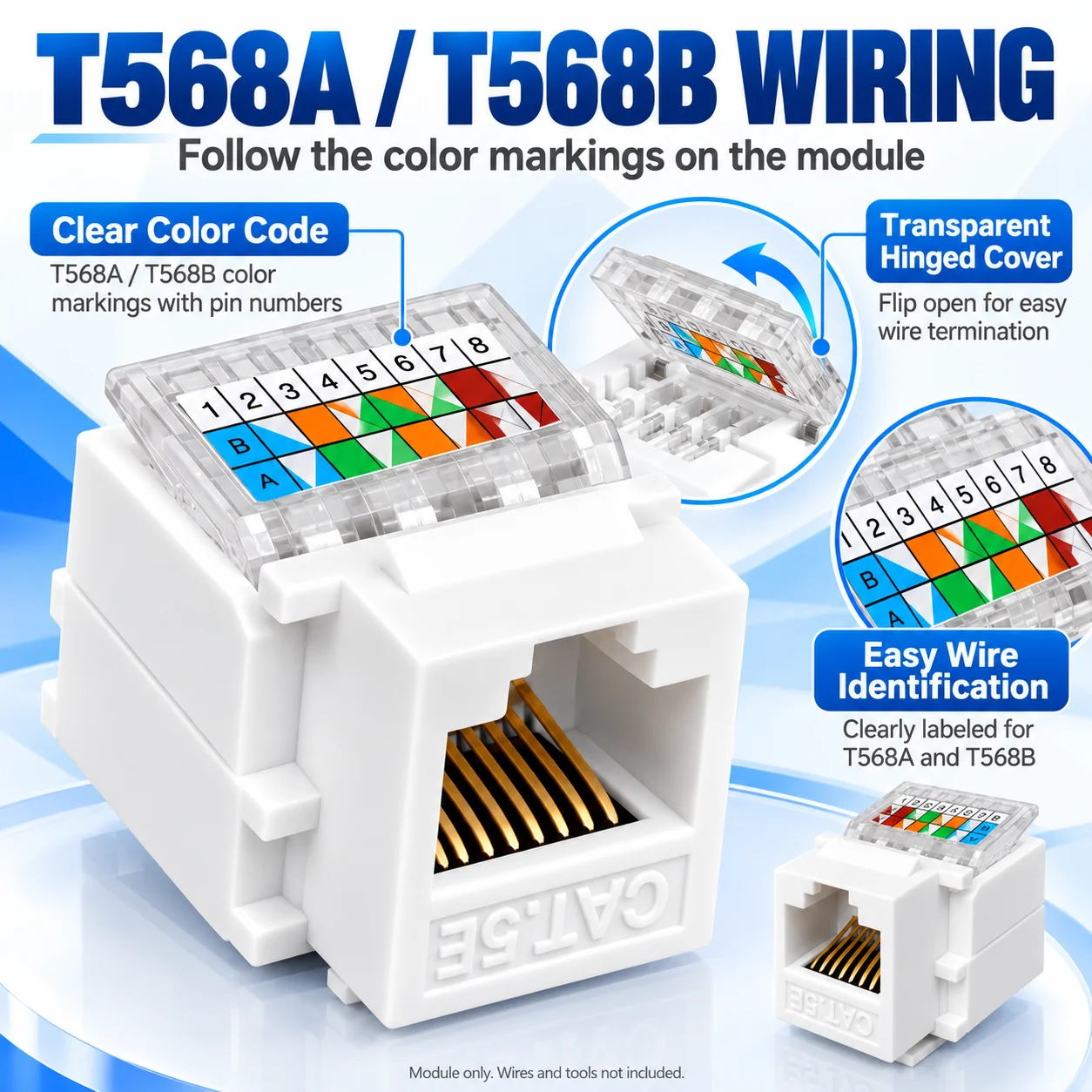 1/3/5/10PCS Cat5e RJ45 Keystone Jack Female Ethernet Network Module T568A/B White LAN Wall Plate Socket Connector