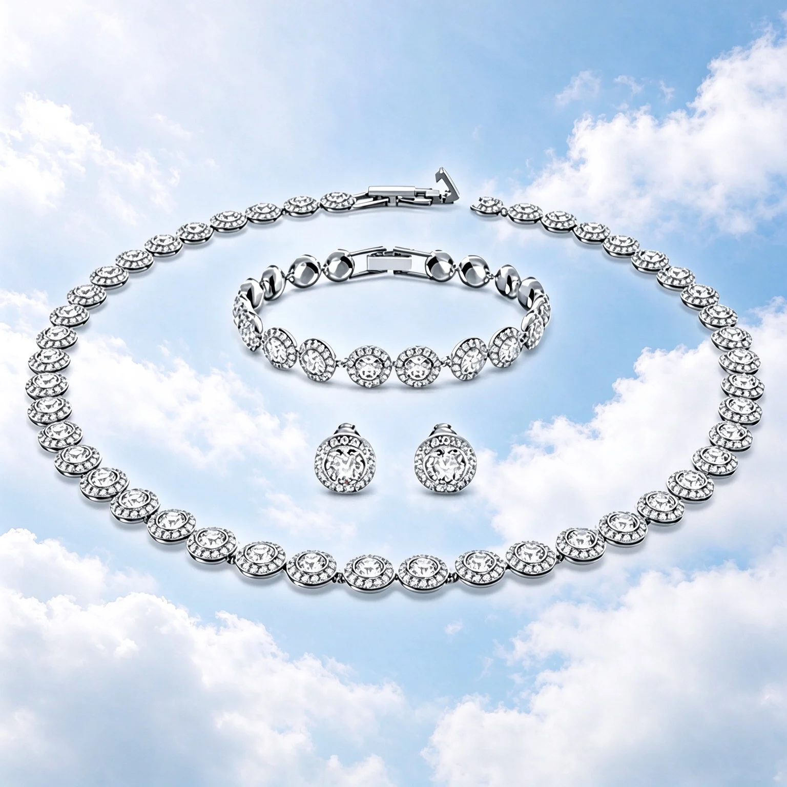 2027 Light luxury jewelry set includes multiple elements necklace bracelet earrings set with a variety of styles to match
