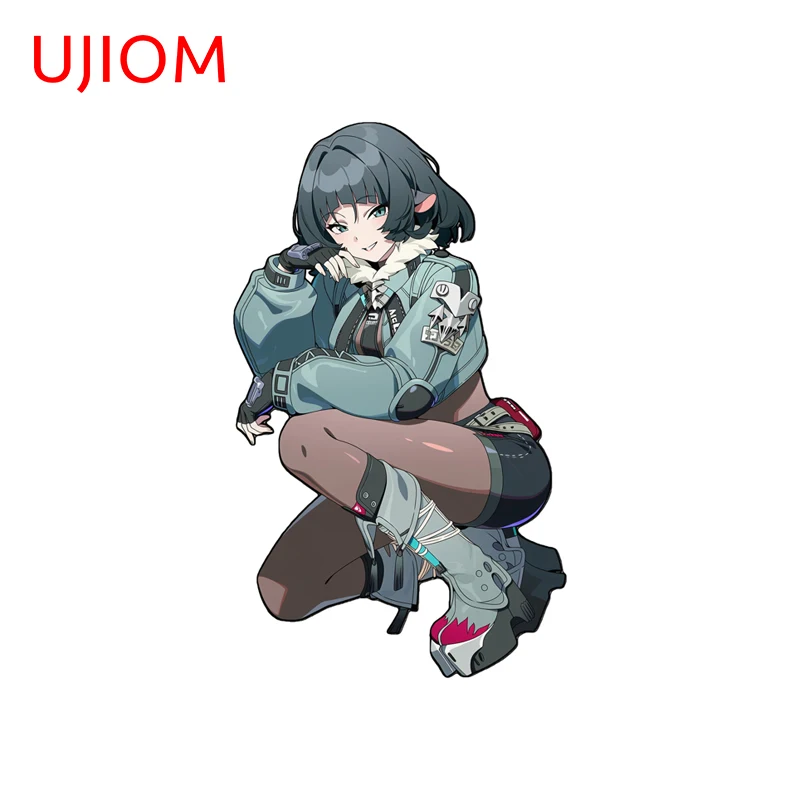 UJIOM Jane Doe Zenless Zone Zero Squatting Girl Wall Sticker Tendy Attractive Waterproof Decal Suitable For Computer Case Decor