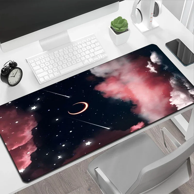 Tapis de souris de jeu avec lune rose, petit anime mignon, configuration rapide, polymère anti-ald, tapis de table Deskvirus, accessoires de joueur, PC