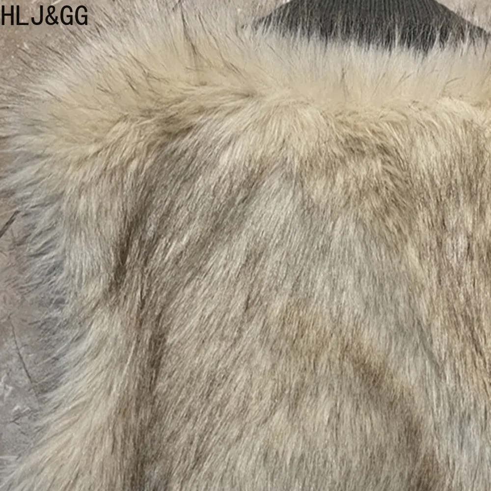 HLJ hiver nouvelle mode fourrure Patchwork manteau gilet femmes tricot couleur unie sans manches vestes courte femme Y2k Streetwear 2025