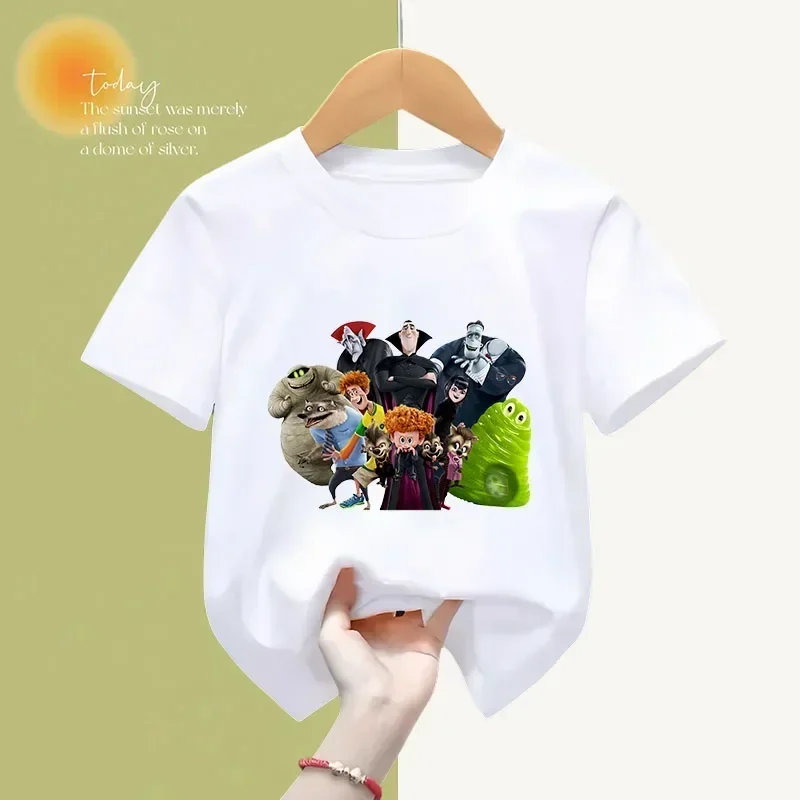 Summer T-shirt Hotel Transylvania Anime Kids Print Boys Girls Short Sleeve Transylvania Cartoon Casual Fashion Top 2024