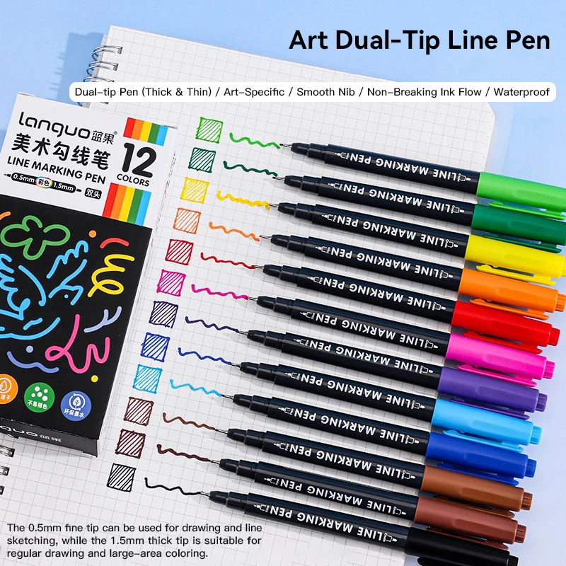 

LANGUO Colorful Line Drawing Pen Set Micro Tip Fineliner Pen Drawing Painting Sketch Fine Art Marker Office School Stationery