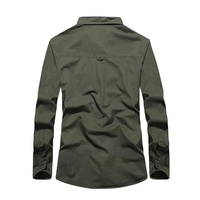 

Autumn Men's Cotton Long Sleeve Shirt Large Size Spring Thickened PU Leather Loose Fit CleanFit Style Pure Color Casual Shirt