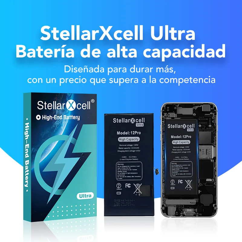 Batería StellarXcell Ultra para iPhone, enviada desde Alemania, para iPhone 7 8 X XR XS XSMAX 11 12 13 14 15 Mini Plus Pro Promax Batería de alta capacidad Batería de alta calidad Batería de repuesto para iPhone con herramientas gratis, 0 ciclos, muestra 100% salud 5
