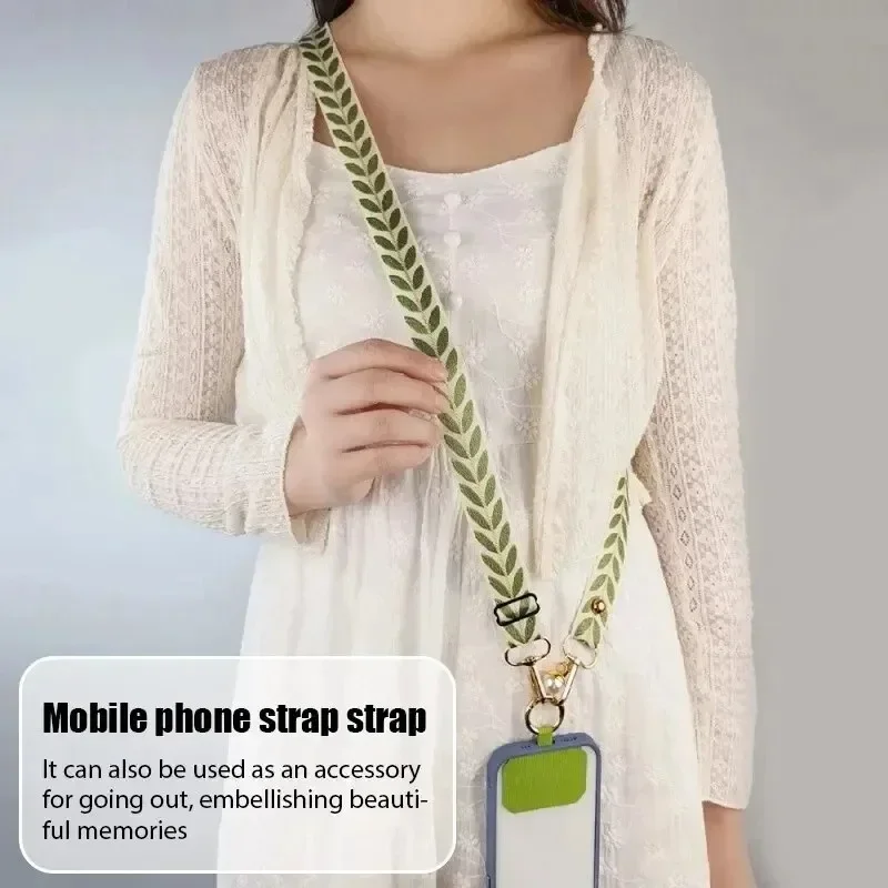 Adjustable Long Mobile Phone Lanyard Crossbody Card Neck Cord Clip Hang Lanyard Pearl Hanging Ornaments Charm Anti-lost Lanyard