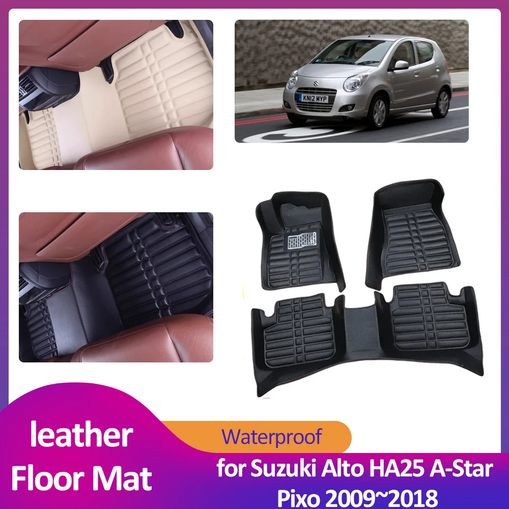 

Car Floor Mat for Suzuki Alto HA25 A-Star Nissan Pixo 2009~2018 Leather Foot Inner Liner Waterproof Carpet Pad Custom Accessorie