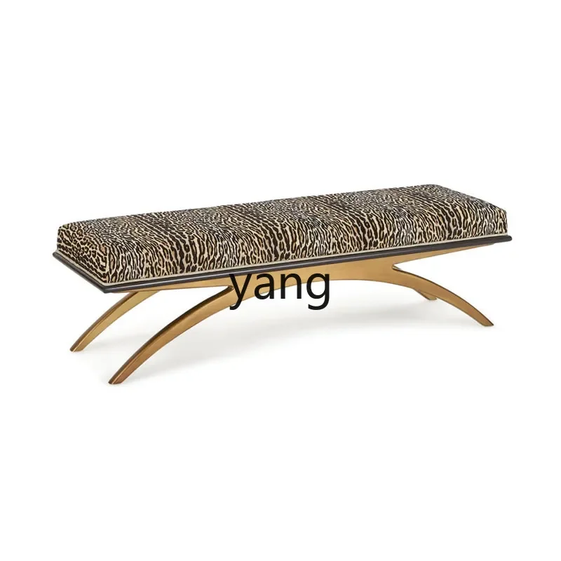 

xyy light luxury bedside stool neoclassical gold solid wood modern simple leopard print fabric shoe changing stool