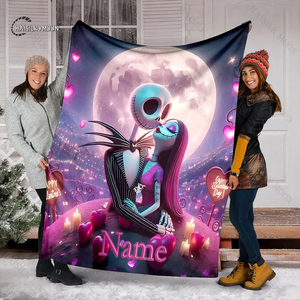 1PC Custom Name The Nightmare Before Christmas Printed Blanket, All-Season Multi-Use for Nap, Travel, Car ,sofa Machine Washable