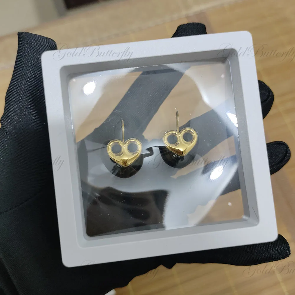 أقراط على شكل قلب مخصص من GoldButterfly أقراط متدلية على شكل قلب صغير ثلاثية الأبعاد مجوهرات أنيقة مخصصة للنساء هدية عيد الحب #1