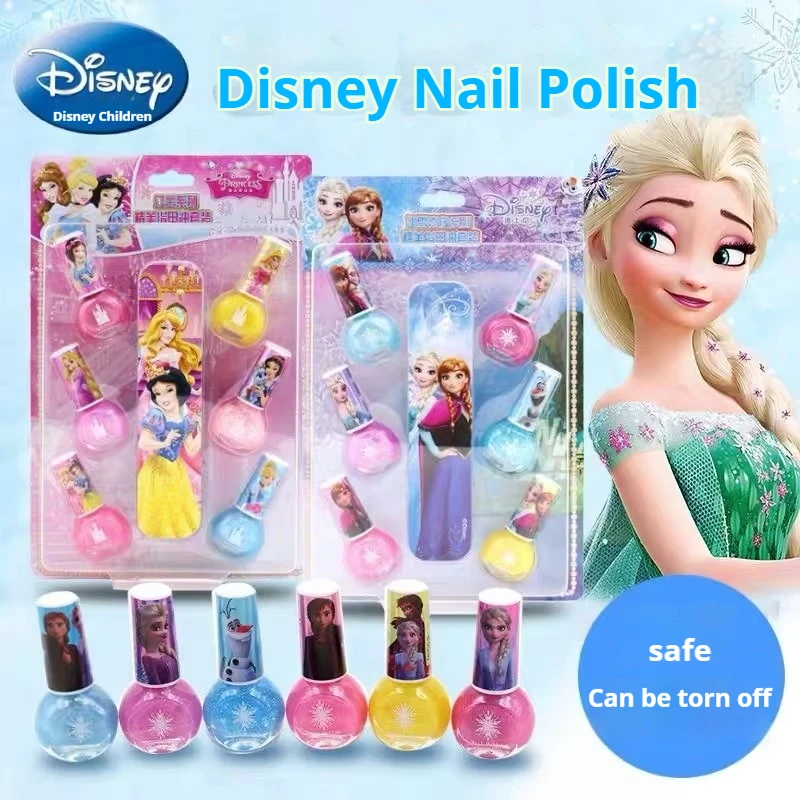 New Disney Frozen Princess Series Dream Nail Polish Girl Toy Elsa Snow White Tearable Manicure Set Kids Play House Cosmetic Toys