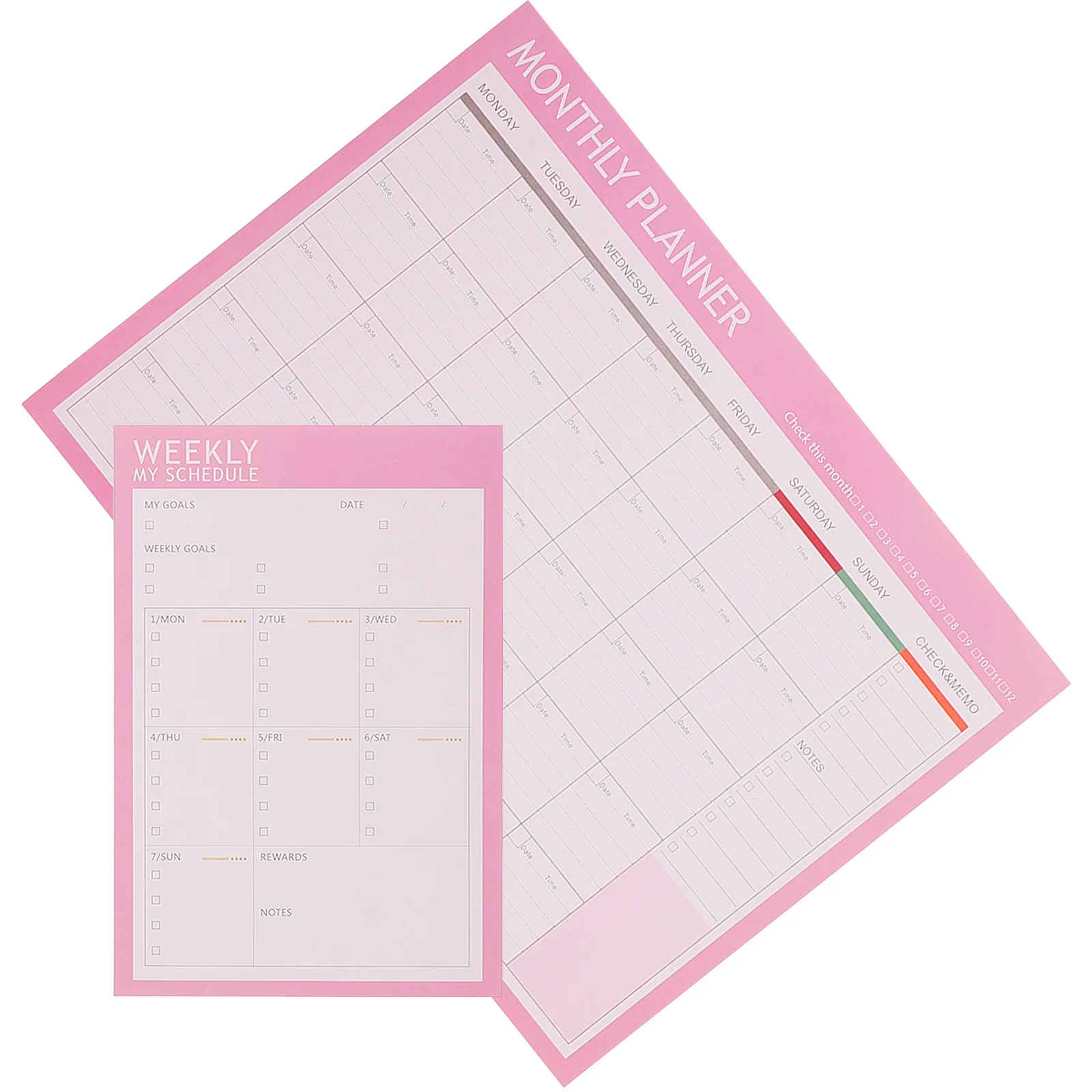 

2pcs Weekly Plan Notepad Small Size Monthly Scheduler For Work Student Desktop Planning Pad Time Management Notebook Paper