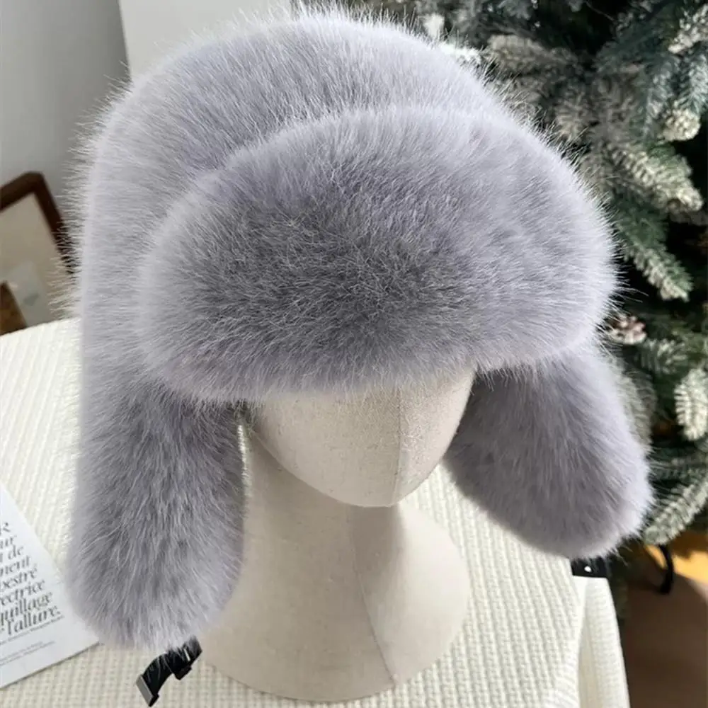 الفاخرة الروسية فو الفراء قبعة النساء Ushanka شتاء دافئ الثلوج منفذها قبعة الموضة أفخم فروي إيرفلاب الصياد القبعات الإناث بيني