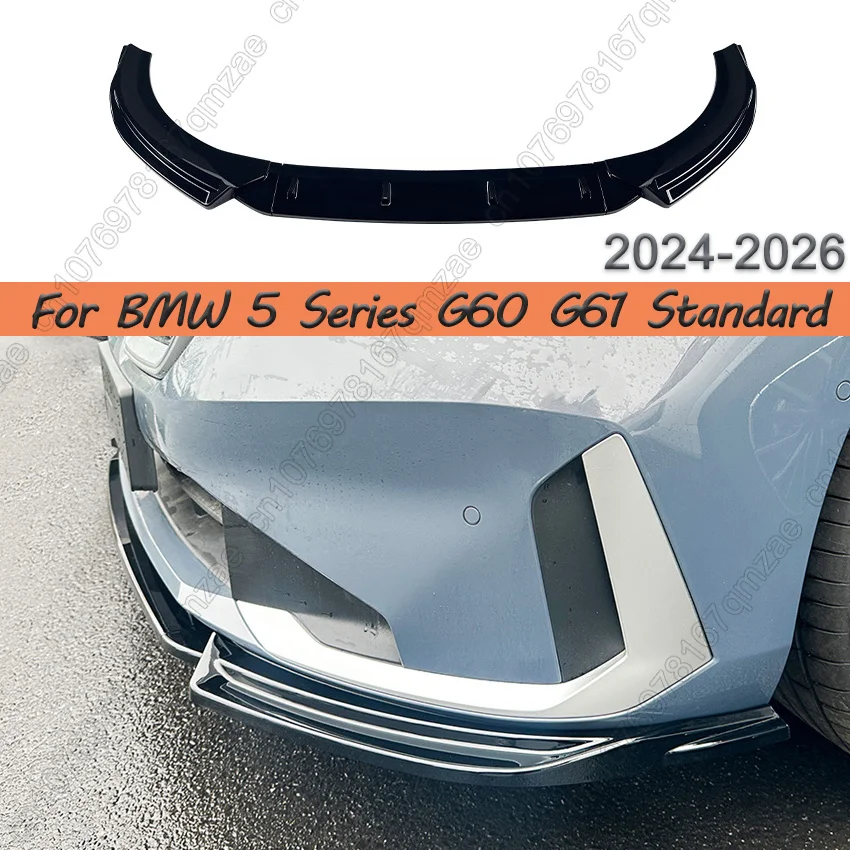Car Front Bumper Splitter For BMW 5 Series G60 G61 Standard 2024 2025 2026 Black Car Front Bumper Lip Spoiler Body Kit Tuning