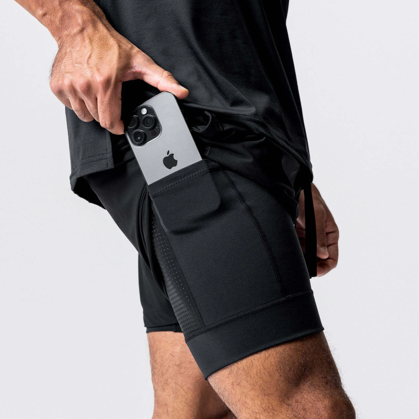 Men's Short Sports 2-in-1 Breathable Elastic Quick-dry Double-layer Summer Running Double-deck Sport Shorts Sportswear Clothes