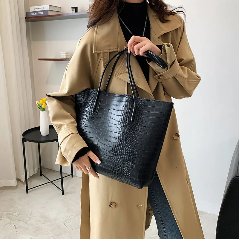 Woman Tote Bags Large Capacity Shopper Designer Handbags For Women Fashion Stone PU Leather Casual Luxury Shoulder Women's Bags