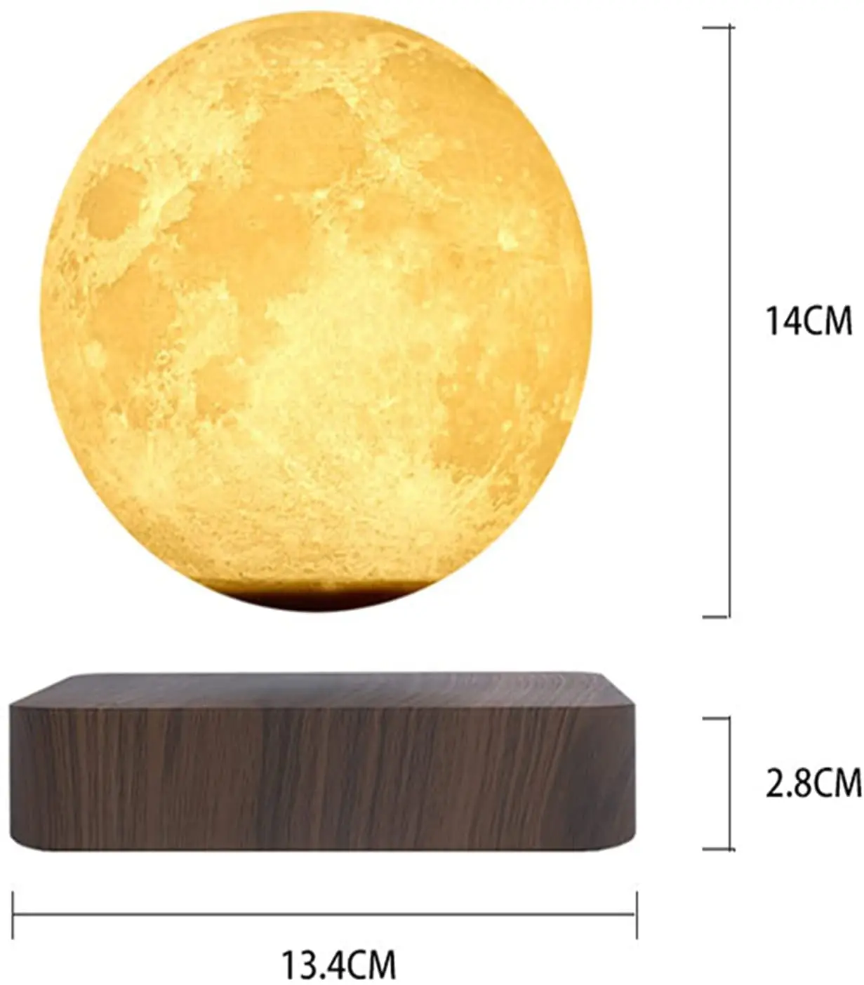 Imagem -05 - Levitating Moon Lamp com Base de Madeira Impressão 3d Led Night Light Magnético Cores T30