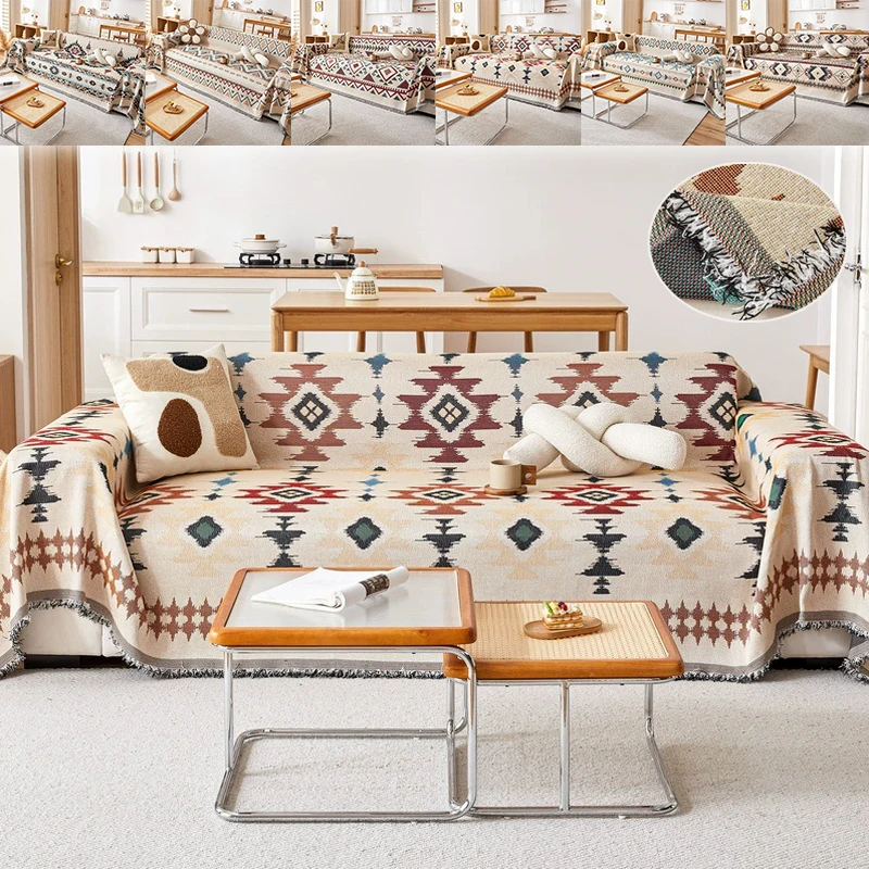 

Bohemian Sofa Throw Blanket for Living Room Four Seasons Universal Anti-slip Sofa Cover with Tassels Edge Home Decoration 소파 담요