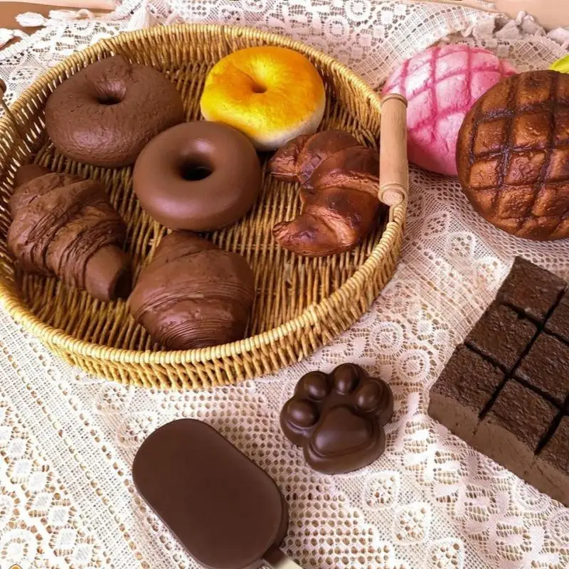 1 Pc Chocolate Bread Model, Food Display Prop, Prank Toy, Slow Rising Stress Relief Decorative Ornament view 4