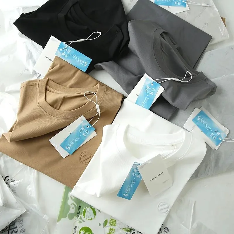 

High-Quali Bla Tech Cool Cotton round Ne ort Sve T-irt Men's Faionable Summer Casual Smooth And Fine Texture