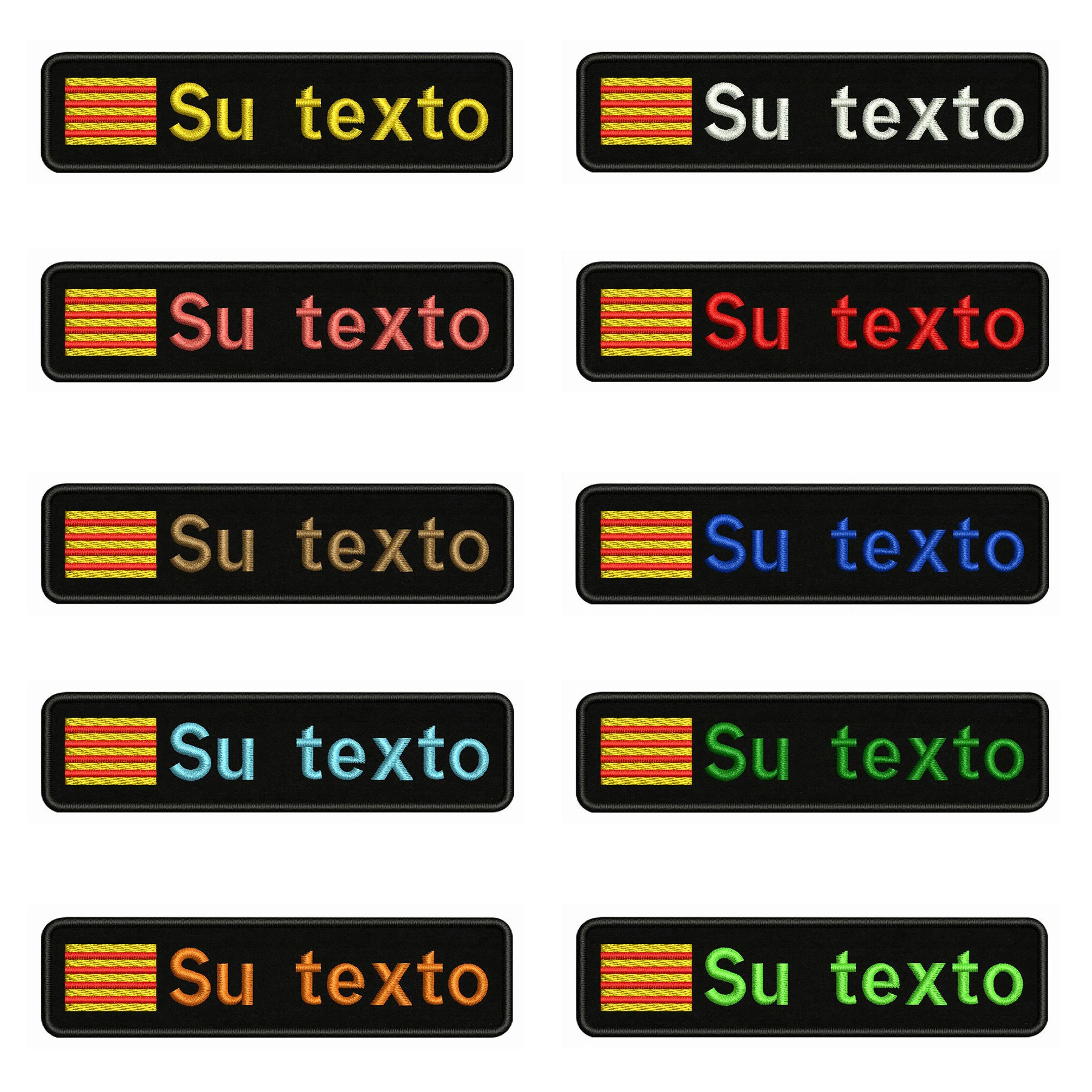 1PC 10cmx2.5cm Catalan flag Catalonia Custom Personalized Name Patch Stripes Badge tags Armband Iron On Or Hook Loop embroidered