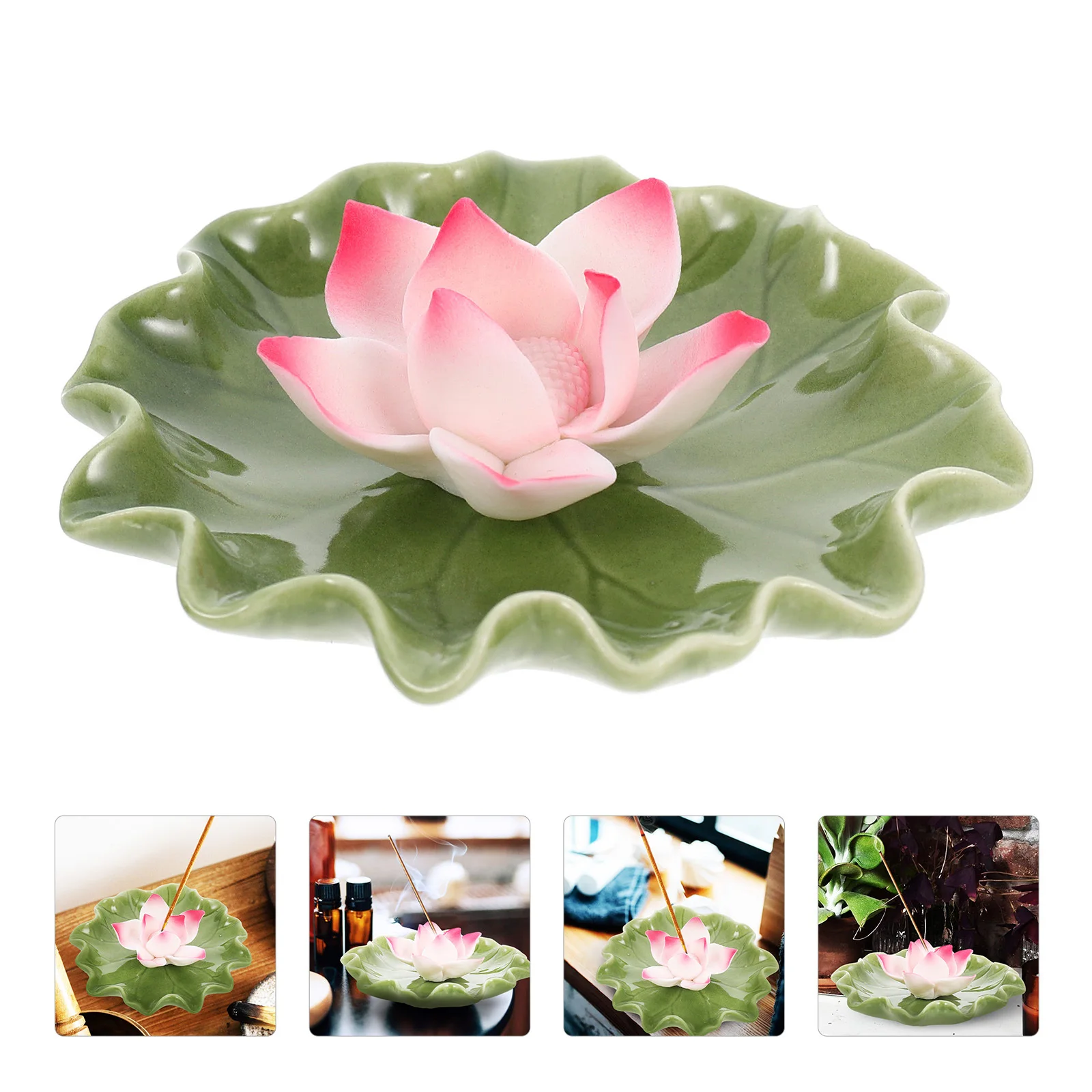 

Incense Holder Burner Ceramic Flower Shaped Sticks Ash Catcher Ornament Gift for Birthday Christmas Valentine Meditation