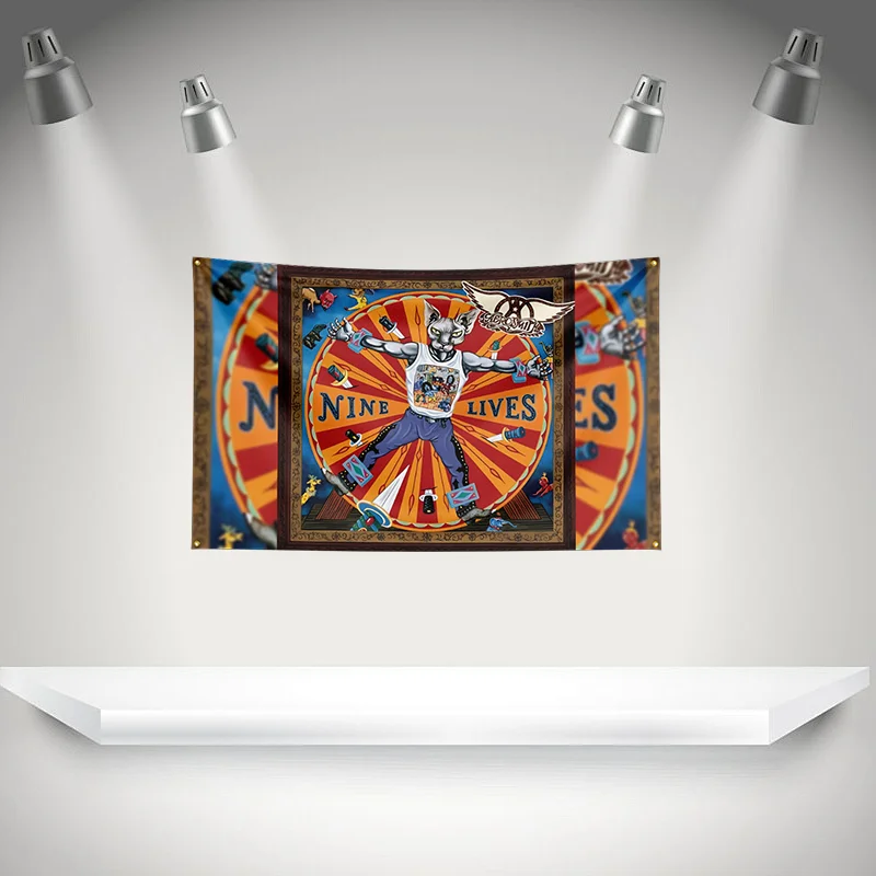 A-Aerosmith Flag Rock Music Band Banner   HD Printing Tapestry Exhibition, Music Band Fans, Garage Decor
