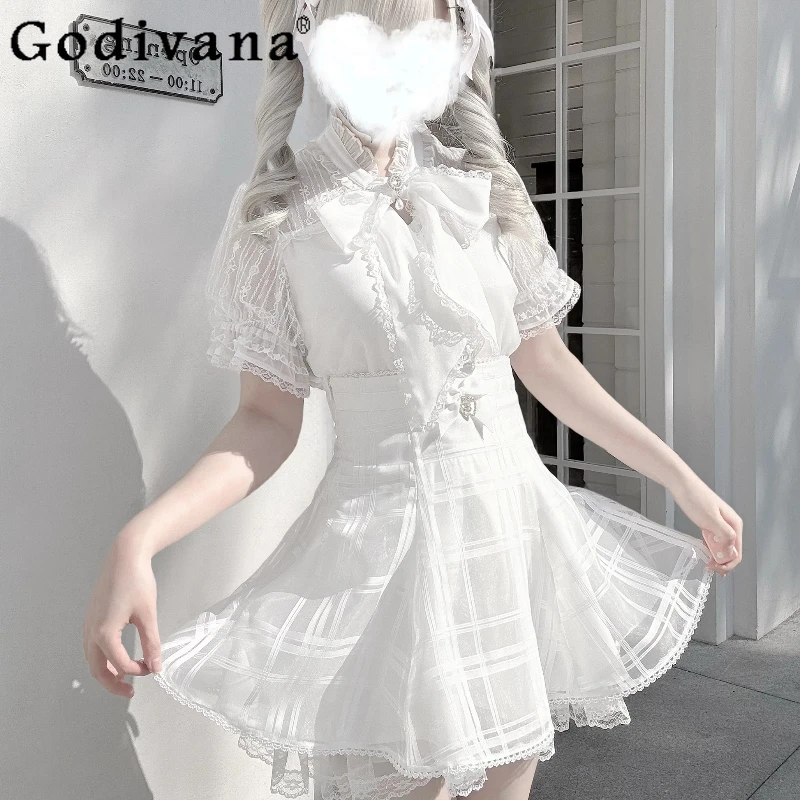 

Original Mass-Produced Mine Lolita High-Waisted Mini Skirt Autumn New Girls Woman's Slim-Fit Sweet Skirt Short-Sleeve Shirt 2025