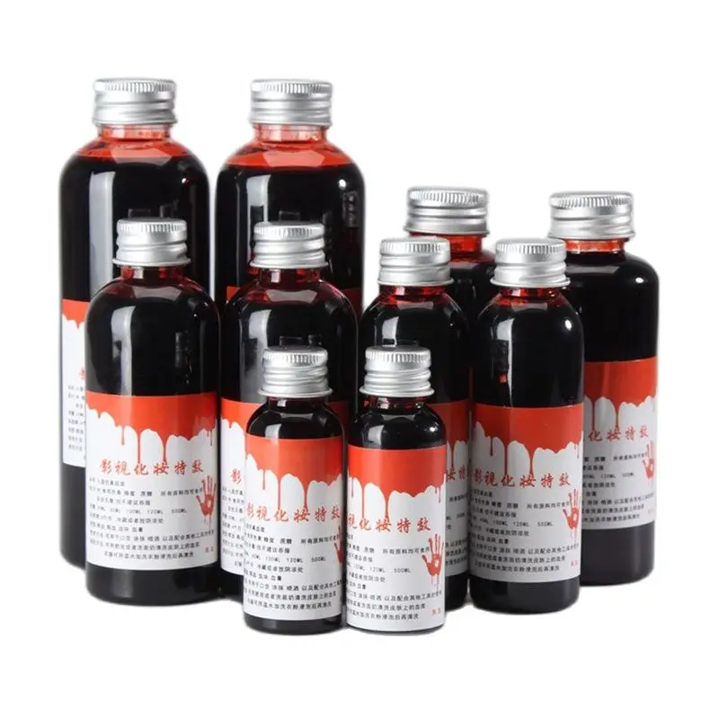 200ML Fake Blood Halloween Vampire Zombie Blood Props Cosplay Makeup, Atmosphere Simulation Props Blood Splash Safe Washable