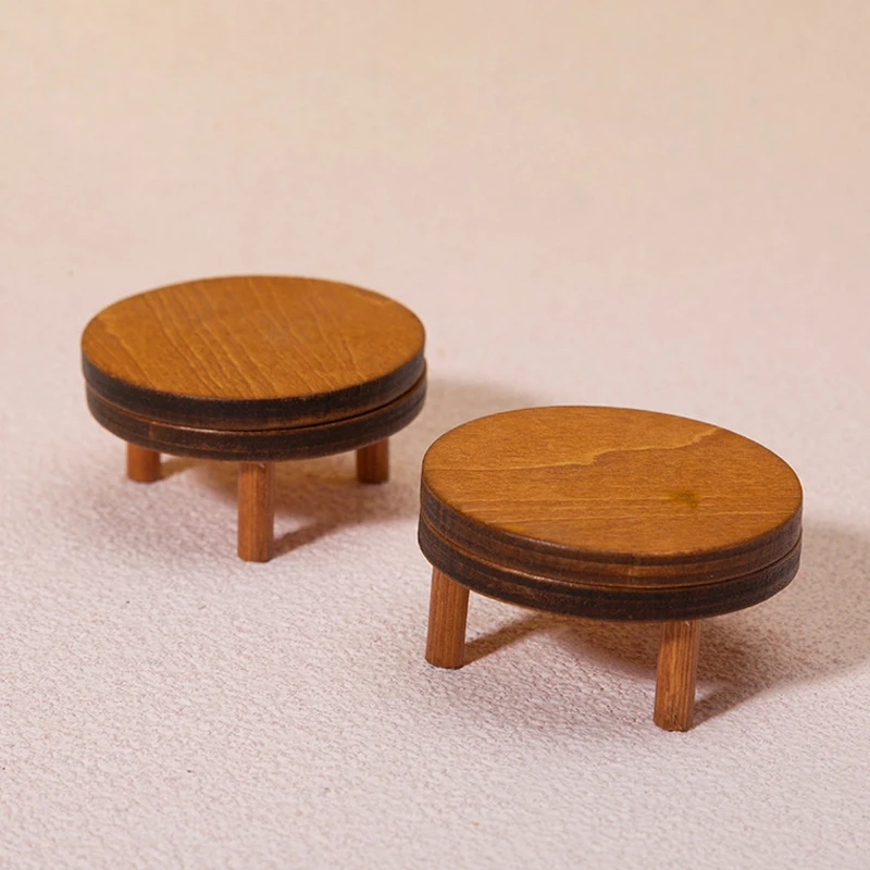 Mini mesa redonda magnética de madera en miniatura para casa de muñecas, mesa de centro, muebles de mesa de simulación, juguetes, accesorio para casa de muñecas, regalo, 1:12