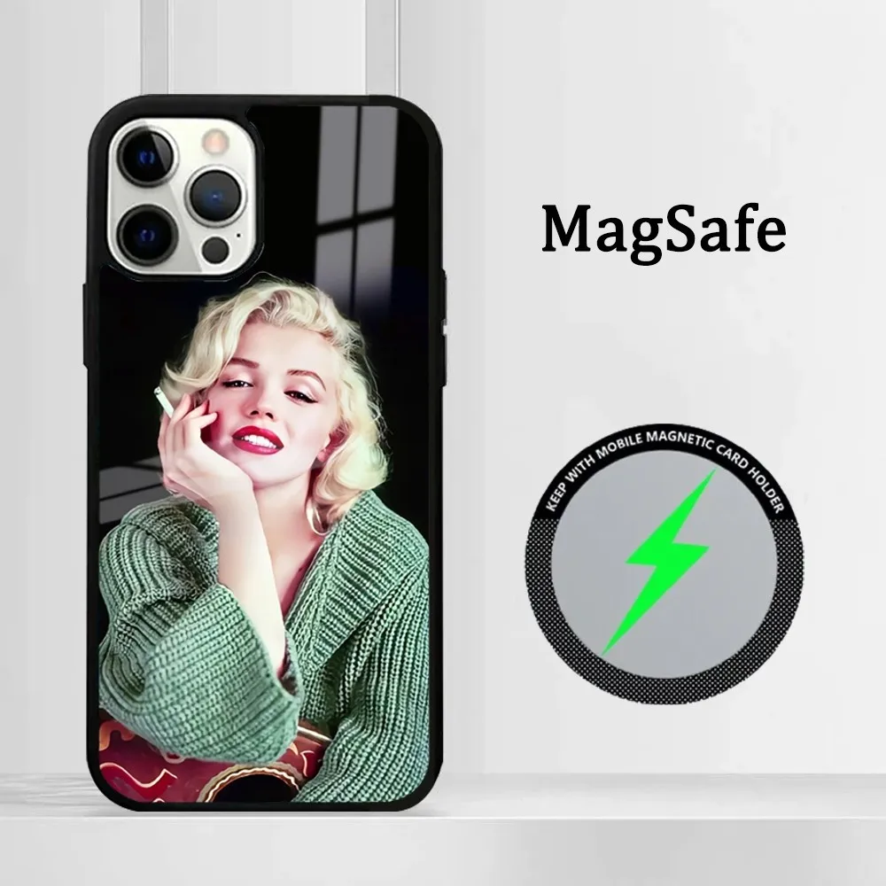 Sexy Girl M-Marilyns M-Monroes Phone Case Magsafe Phone Case For iPhone16 15 14 13 12 11 Pro Max Plus Mini Shockproof Mirror Wir