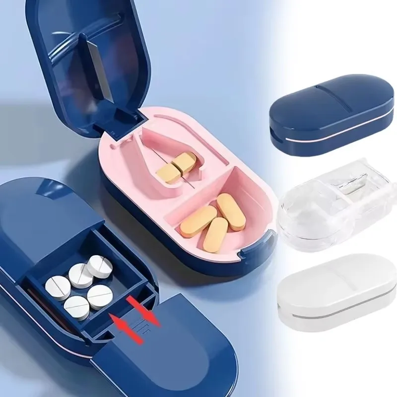 1/2/3/4pcs Pill Splitter For Cutting Small Pills OrLarge Pills In Half Cuts Pills Tablets Stainless Steel Blade Travel Sized