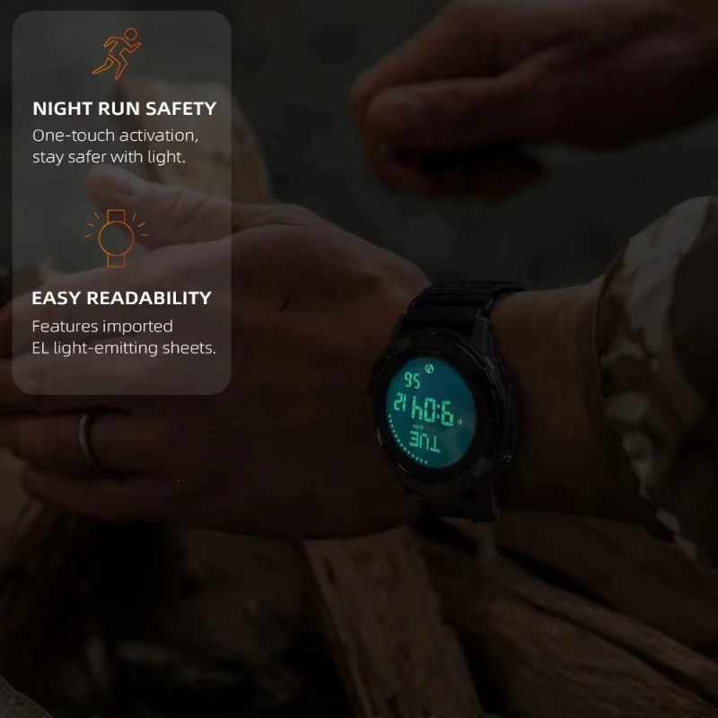 NORTH EDGE LITECORE Men's Digital Watch Sports Super Light Outdoor Compass Pedometer Waterproof 50M Electronics Wristwatch