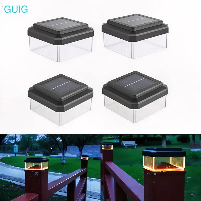 1/2/4PCS Solar Pillar Lights LED Square Fence Post Light Warm Lamp Outdoor Lighting Pillar Outdoor Solar Lamp for Garden