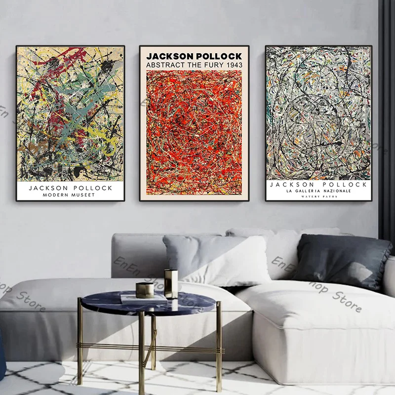 Jackson Pollock Abstract Free Line Poster Painting Prints  HD Pictures Printed on Canvas for Home Room Wall Art Decoration Mural
