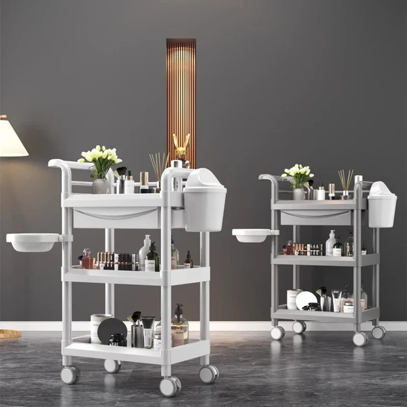 Utility Beauty Salon Trolley Rolling Tattoo Storage Hairdressing Salon Trolley Cosmetic Carrito Auxiliar Salon Furniture BL50ST