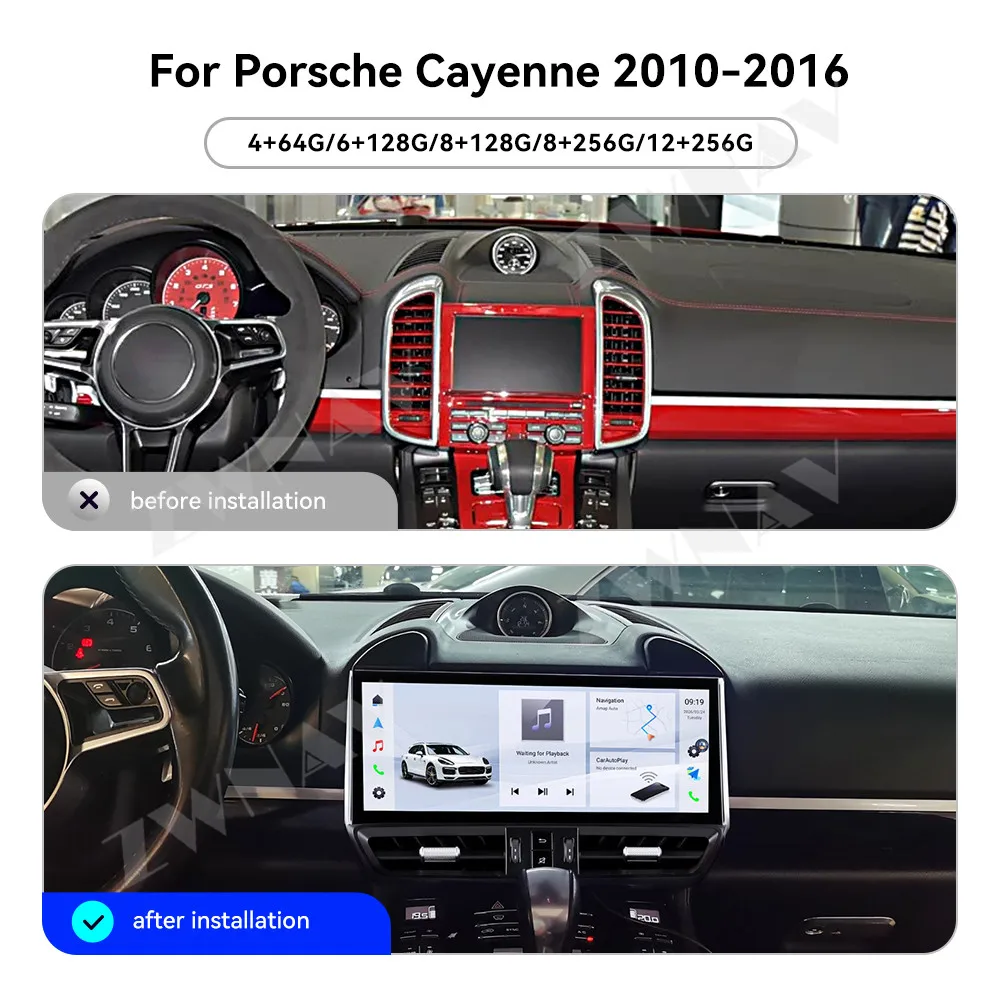12.3 Inch Carplay For Porsche Cayenne 2010-2016 Upgraded Interactive Android 15 Multimedia Video Player Heat Unit