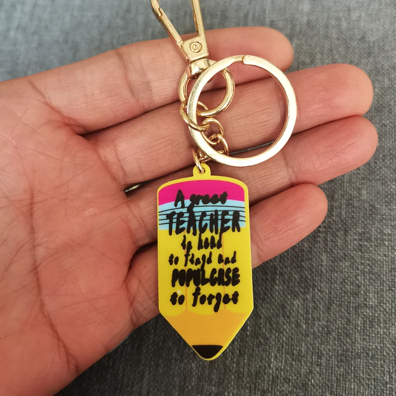 2024 A Great Teacher Keychain New Teacher Appreciation Key Chain for Classroom Pencil Teacher Gift