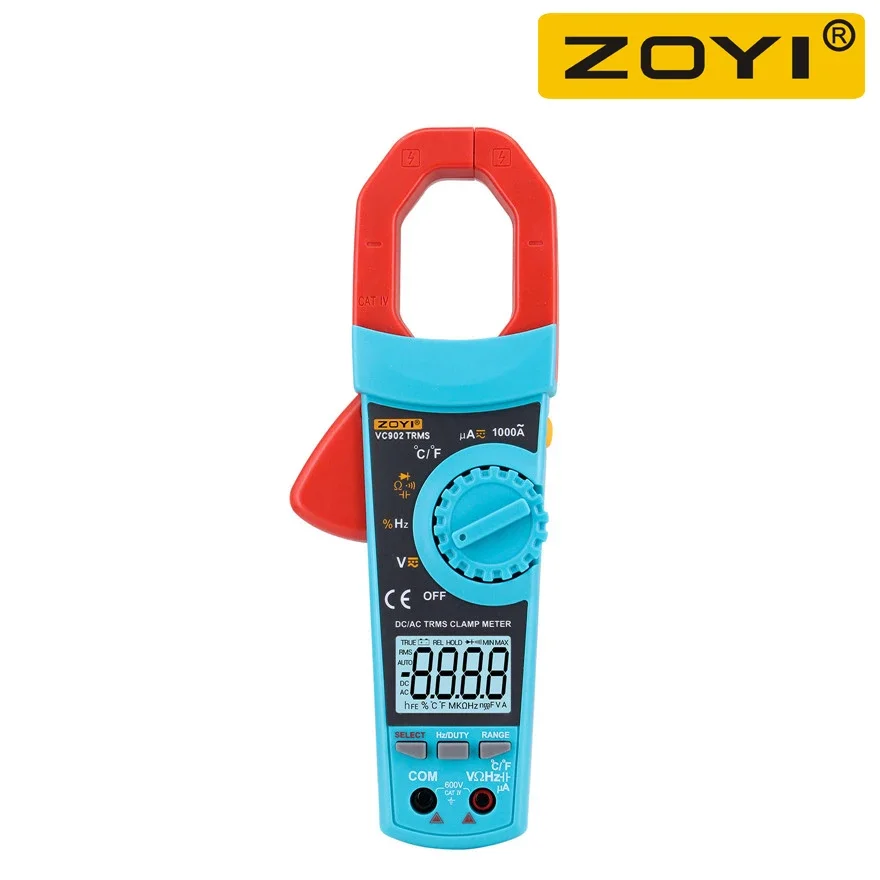 ZOYI Digital AC/DC Clamp Meter True RMS Auto Range Multimeter MAX/MIN NCV Current Voltage Temp Capacitor Tester VC902 / VC903