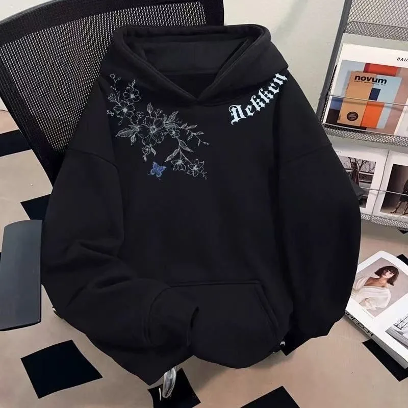 

2025 год, популярный американский ретро-принтер с капюшоном, креативный принт, свободный удобный повседневный простой костюм для бега для пар, куртка