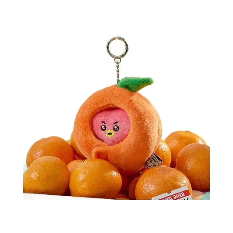 أنيمي الكرتون Bt21 تاتا كوكي كويا ألعاب من نسيج مخملي الإبداعية الجديدة البرتقال حفلة أفخم دمية ظهره المفاتيح اكسسوارات هدية للأصدقاء #6