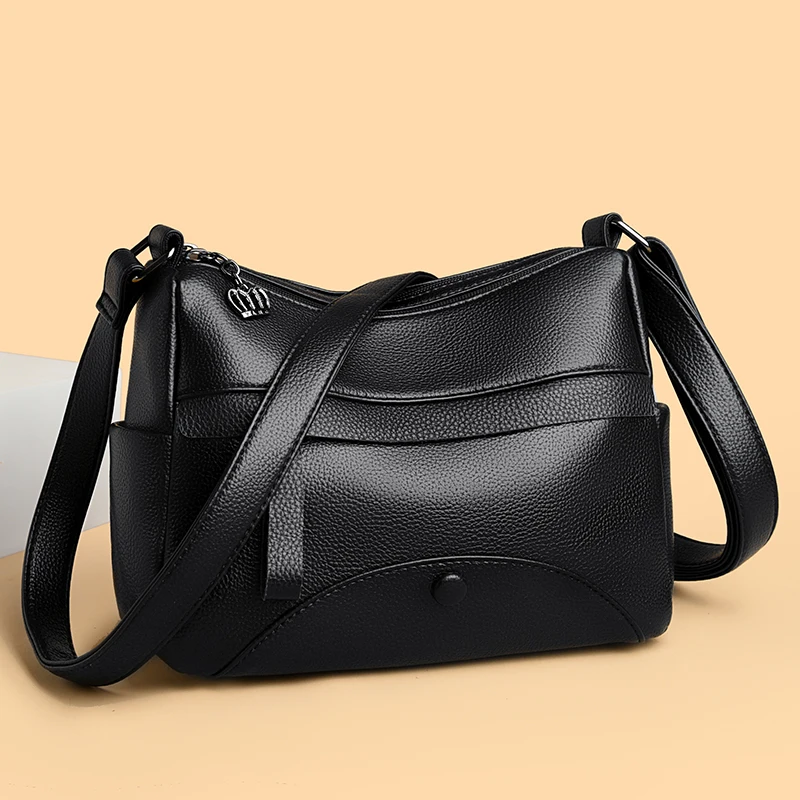 

Retro Leather Shoulder Bag Female Multi-pockets Crossbody Bag Fashion Large Capacity Handbag New Messenger Bag Tote sac
