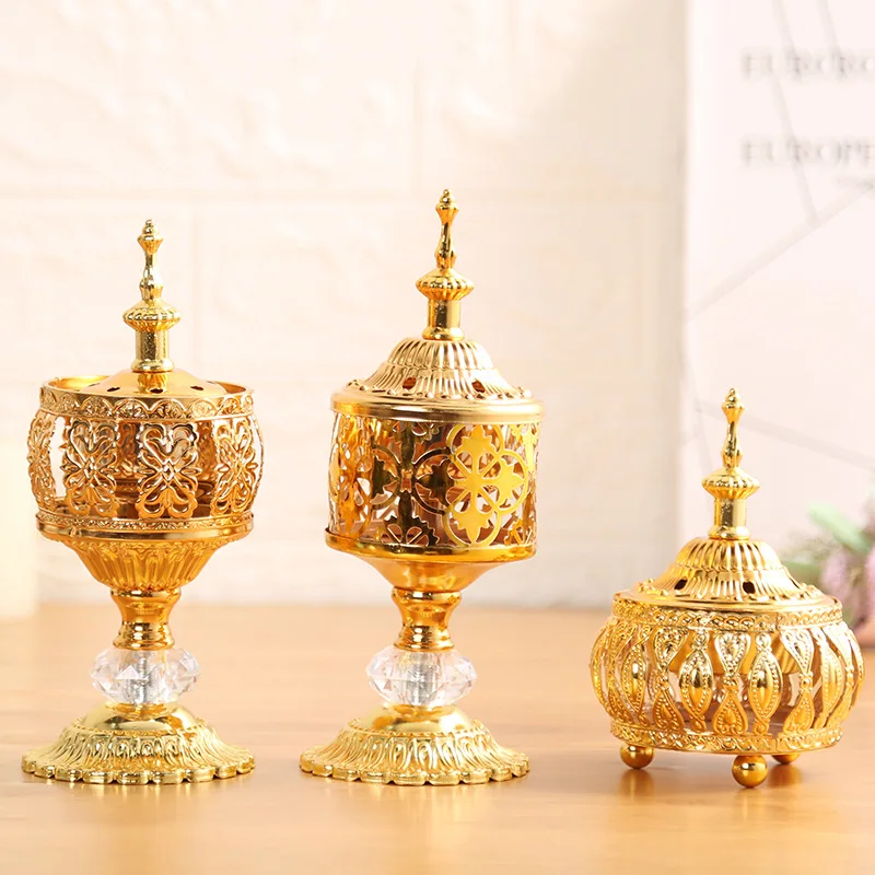 Metal Incense Indoor Aroma Diffuser Middle East European Style Holder Home Decorative Delicate Golden Ornament